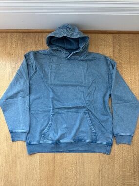 Faiable Men's Washed Blue Pullover Hoodie